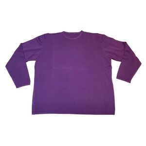 Luxury Pure‎ Wool Purple Long Sleeve Crew Neck Sweater Made in Italy Size L
